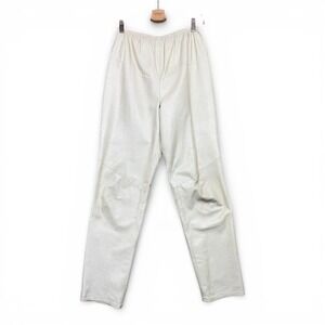 Vintage IN TRANSIT NEW YORK Genuine Leather Pants Womens M Cream Elastic Waist